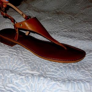 Brown leather strapped sandal